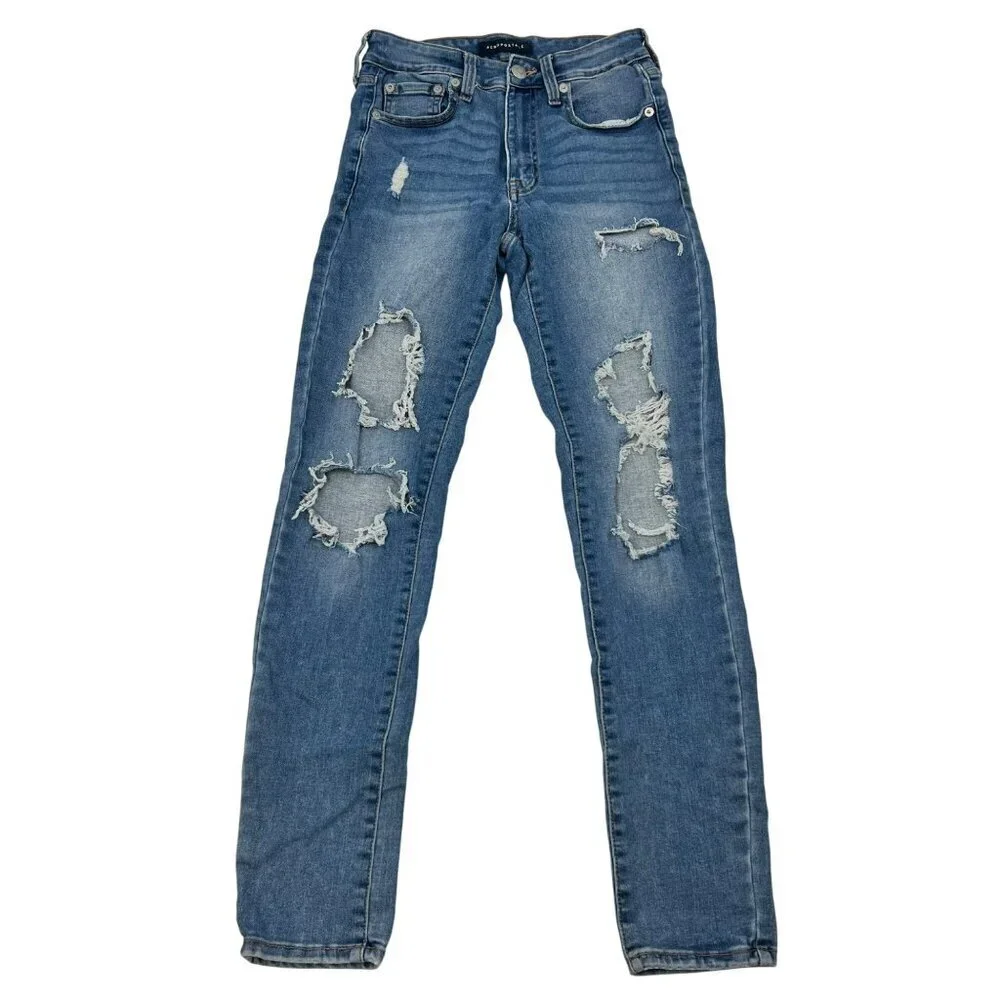 Aeropostale Womens Distressed Jeggings Five Pocket Size 4 - Picture 1 of 9